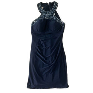 Cache Vintage 90s Y2K Bodycon Embellished Jeweled Halter Top Dress Size 4